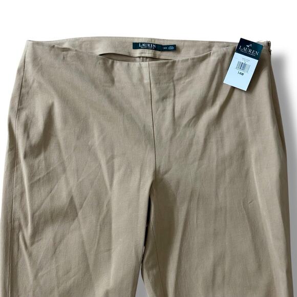 NWT Ralph Lauren Size 14W Tan Flat Front Straight Leg Chino Pants Capsule - Picture 2 of 5
